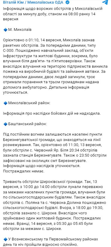 Скріншот із Telegram