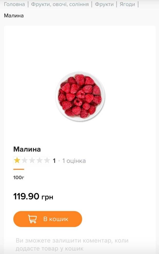 Цены на малину в Украине