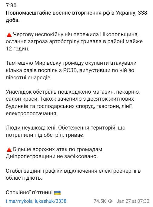 Скриншот с Telegram