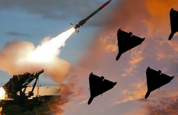 Шахеди та ракети, фото з вільних джерел