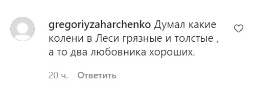 Комментарии со страницы Леси Никитюк в Instagram