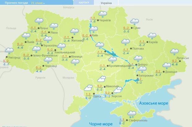 Погода в Украине на 21 января