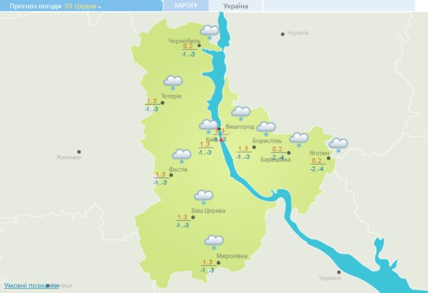 Погода в Києві 1 грудня