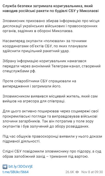 Скріншот із Telegram