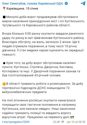 Скріншот із Telegram