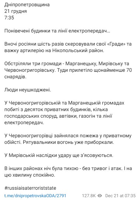 Скріншот із Telegram