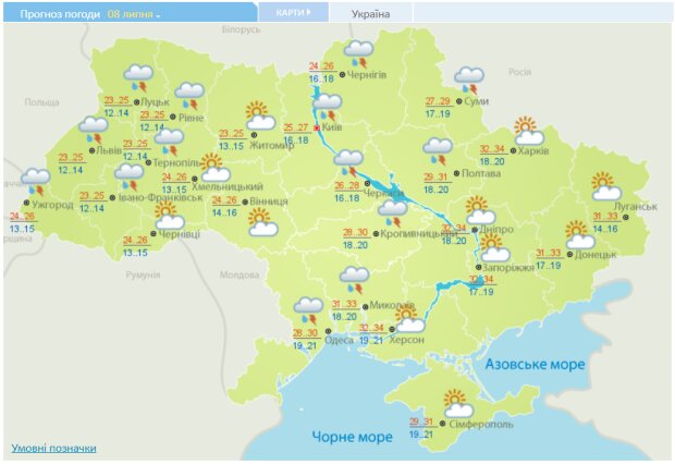 Погода в Украине на 8 июля