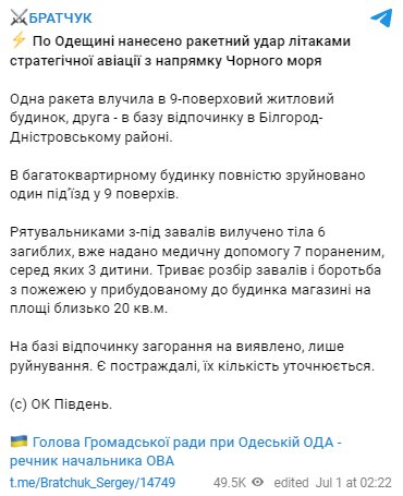 Скриншот с Telegram