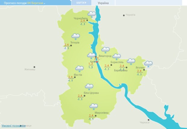 Погода в Києві на 4 березня