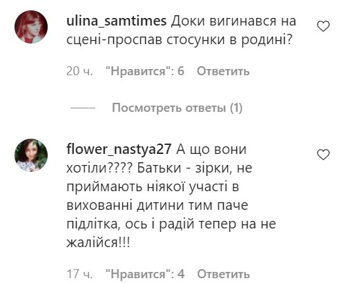 Комментарии со страницы "zirkovyi_shlyah" в Instagram