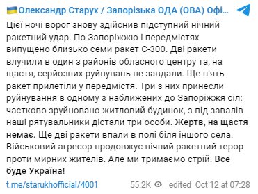 Скріншот із Telegram