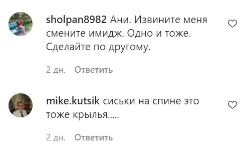 Комментарии со страницы Ани Лорак в Instagram