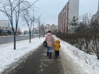 Зима, сніг, мати з дитиною, фото: uafinance.net