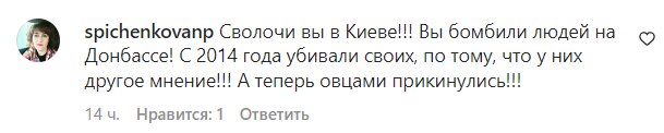Коментарі на пост Маші Єфросиніної в Instagram