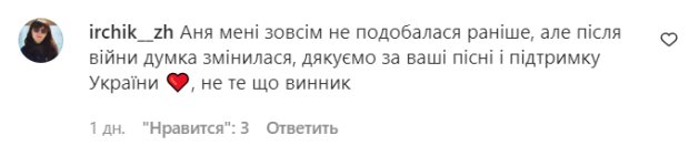 Комментарии на пост Анны Тринчер в Instagram
