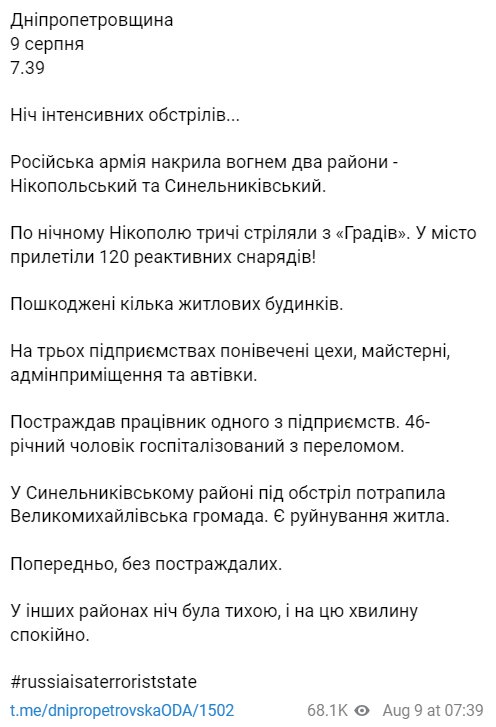 Скріншот із Telegram