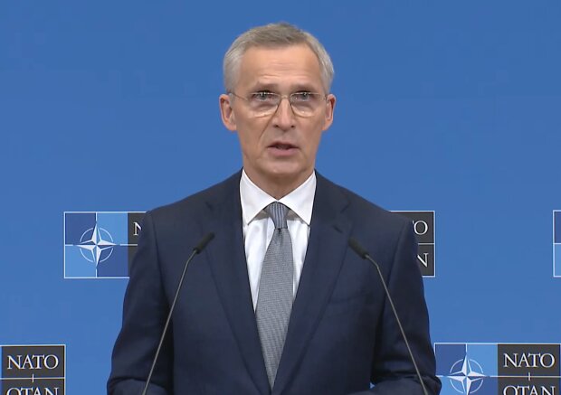 Генеральный секретарь НАТО Йенс Столтенберг, кадр из выступления