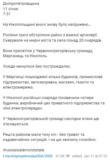 Скріншот із Telegram