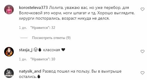 Коментарі на пост Лоліти в Instagram