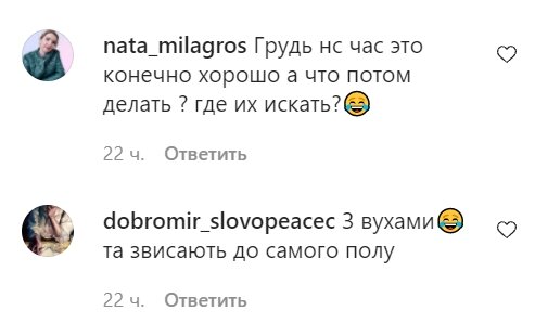 Комментарии со страницы Леси Никитюк в Instagram